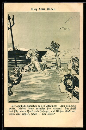 Carte postale poséidon avec - postale,