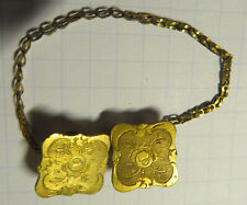 BOUTONS de COL BIJOUX à chaînette pla.OR anciens gravés ROSE & VOLUTE LOUIS XVI