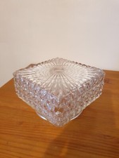 Magnifique plafonnier carré en verre moulé années 70 10x16 cm