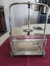 seau à biscuit  glaçon ART DECO métal argenté et verre gravé