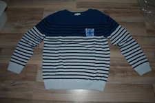 pull coton  vertbaudet 10 ans bleu et blanc