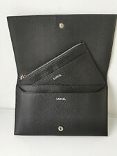 Portefeuille combiné avec porte-cartes zippé amovible cuir noir LANCEL