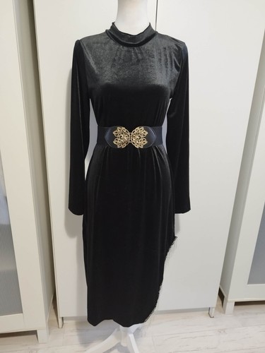 Robe longue fendue velours - robe,