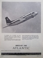 9/1966 PUB AVION BREGUET 1150 ATLANTIC AERONAVALE MPA MARITIME PATROL ASW AD