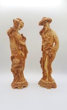 Couple chinois Grande Statuette SCULPTÉ résine Homme femme oiseau Art Asiatique