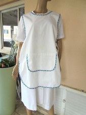 TABLIER CHASUBLE DE SERVICE BLANC Bords vichy VINTAGE  NEUF