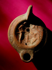 LAMPE A HUILE ROMAINE A DECOR - PECHEUR AVEC SOCLE EXPO