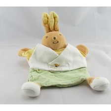 Doudou plat lapin blanc vert