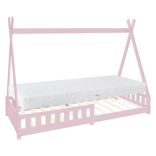 Lit enfants bois pin rose - lit,