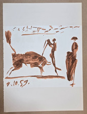 Lithographie en bistre d'après Pablo PICASSO : Toros y Toreros. Tauromachie