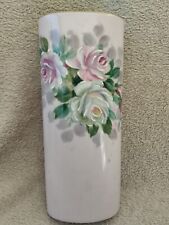 Vase Ovale Décor Floral Roses en Porcelaine de Limoges Rehaussé 