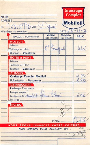 1956 facture mobiloil - 1956,
