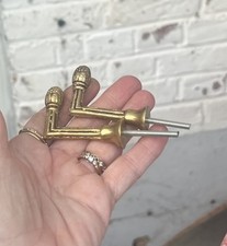 Vintage PAIR French Antique Brass Drapery Curtain Holdback Towel Hooks Gold 2”