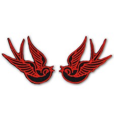 2 écussons Patch HIRONDELLES Tattoo Rock'n'Roll Rockabilly Ska Punk Rock Pin-Up