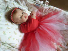 tutu en tulle turban bandeau rouge bébé reborn poupon poupee fait main