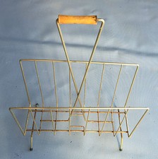 Ancien porte revues 50's métal doré design vintage art pop french antique 