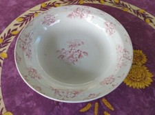 Plat Rond Creux Saint Amand Lebacqz Bouchart Modèle Fleurs de Pommier Rose 28cm