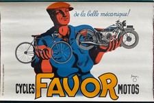 BELLENGER  RARE AFFICHE LITHO CYCLE FAVOR MOTOS 1937 ORIGINAL FRENCH POSTER