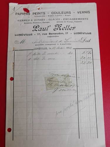 Document ancien facture 1914 - document, 1914.