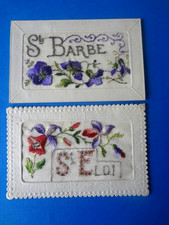 CARTES POSTALES FANTAISIES BRODEES ST ELOI ET STE BARBE 