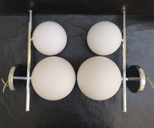 Paire appliques  lampe vintage design Italie 1970 chrome / Opaline blanche TBE
