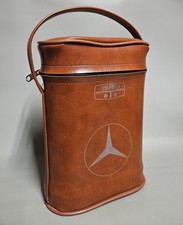 BELLE SACOCHE THERMOS/MERCEDES CUIR MARRON AVEC 2 THERMOS BRAND / VINTAGE RARE