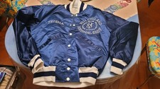 RARE BLOUSON FORD BLEU SATIN BOMBERS CLUB DE CAR'S US TAILLE L  MADE IN USA