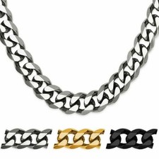 Hommes Collier Chaîne en Acier Inoxydable Gourmette Bracelet Or Argent Noir XXL