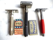 rasoirs sureté 2 GILLETTE USA  et 1 JUNJIE avec 1 +1  paquet de 5 lames