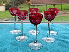 6 verres a liqueur rose rouge
