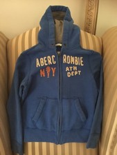abercrombie kids boys sz M jacket muscle hoodie sweatshirt blue full zip