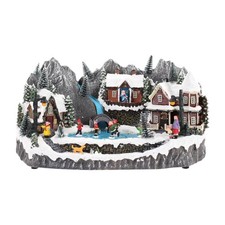 Figurine de maison de village Noël, décoration Noël pour les vacances au