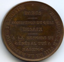 Consulat Napoleon Bonaparte Médaille Fondation du quai Desaix 1800