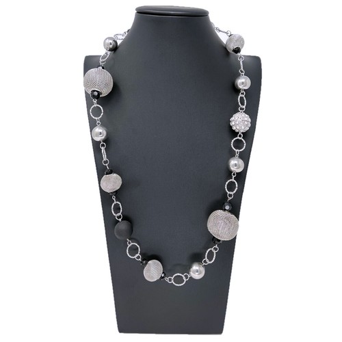 Collier long perles strass - collier,