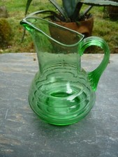 SUPERBE CARAFE, PICHET NORMAND ANCIEN A CIDRE, VERRE SOUFFLE VERT,  XIXEME