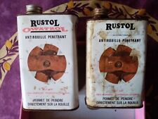 2 Anciens Bidons vintage Métal Additif peinture et Antirouille Rustol OWatrol