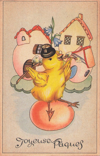 Illustree paques poussin - cp,