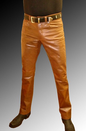 Pantalon jean cuir style - en,