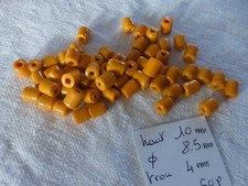 Lot de 60 grosses perles tubes en verre anciennes vintage couleur orange vif