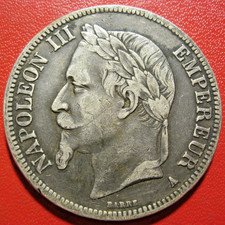 France.  Ecu de 5 Francs Napoléon III 1868 A. TTB