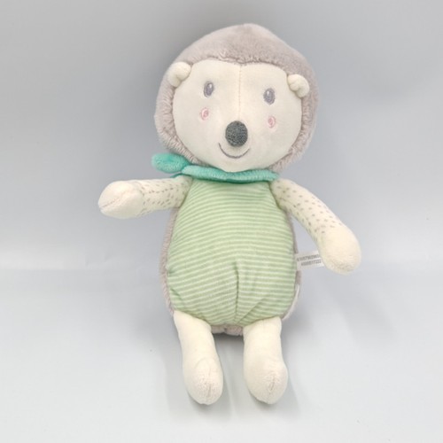 Doudou hérisson blanc gris