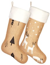 Lot 2 Bottes Noël Sapins Rennes Chaussettes Noel Grande 52 cm Décoration Maison