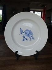 grand plat plat Digoin Sarreguemines décor de rose bleu vaisselle vintage