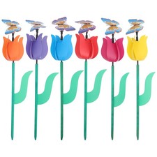  6 Pcs Moulin A Vent Jardin À Décoration Extérieure Roues De Broches Colorées