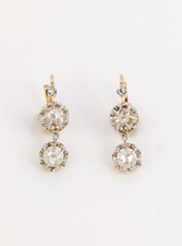 Dormeuses anciennes en or et diamants taillés en rose