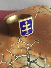 BAGUE CHEVALIERE MILITAIRE LAITON ET CROIX DE LORRAINE TAILLE 63