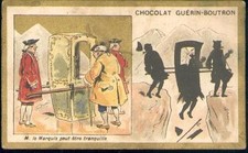 Chromo Guérin Boutron Champenois Ombre chinoise chaise à porteur