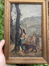 Étude Peinture Femme Panthère XIX Eme Siècle / Feuille Fixée Sur Carton Anonyme