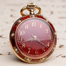14k GOLD & ENAMEL  Lady Antique  Pocket or Pendant Watch -running