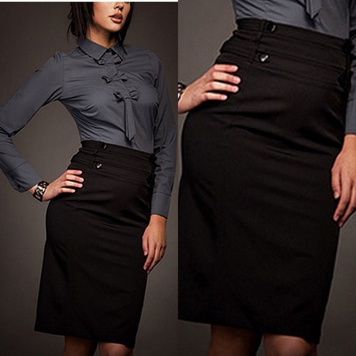 Jupe crayon noire taille - taille, haute